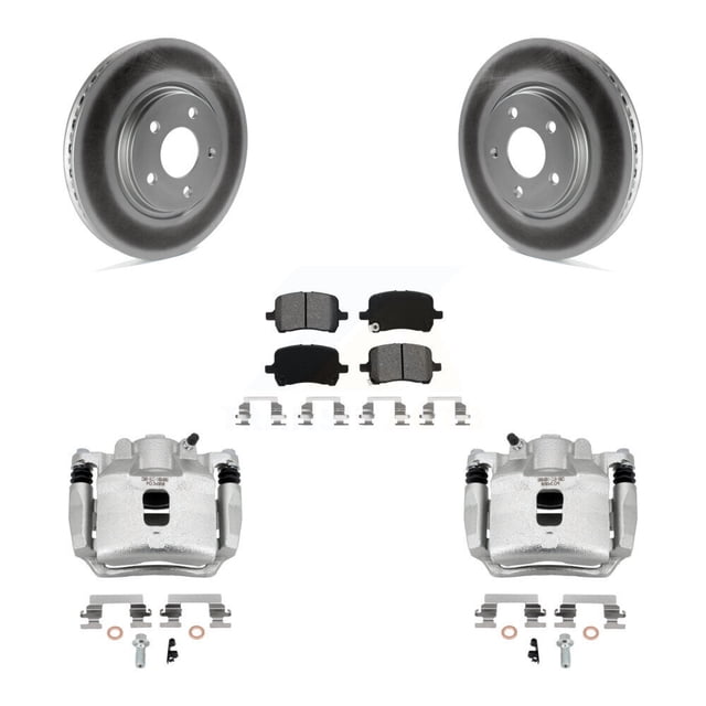 Transit Auto Front Disc Brake Caliper Coated Rotors and Semi-Metallic Pads Kit for Car 2006 Pontiac Pursuit 2.2L with Rear Brakes KCG-100652S