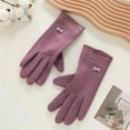 thumbnail image 2 of CYSFASHION Winter Gloves for Women Warm Fall Fashion Must Haves Knitted Compression Gloves Purple, 2 of 3