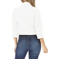 thumbnail image 4 of Mnjin Casual Cropped Blazer Jackets for Women Solid Color 3/4 Sleeve Open Front Cardigan Short Jacket Suit Coat Outerwear (White,Size-L), 4 of 6