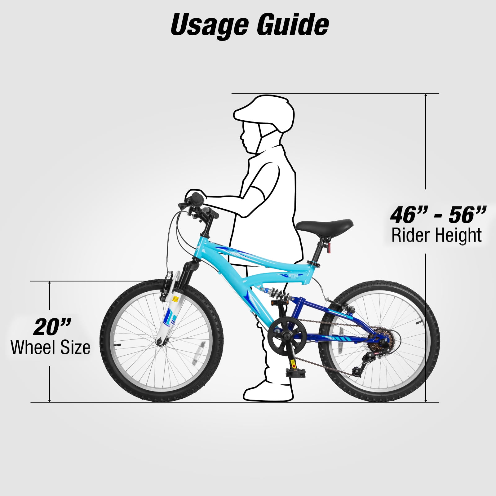 Hykolity Kids Mountain Bike 24 inch MTB Bicycle Age 8-14 Years Height 56-66 in Tween Cycling Full Suspension Sport Outdoor Bikes - Blue