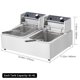 thumbnail image 5 of QinaQin Freidora eléctrica comercial de 3600 W con doble tanque de 12.6 QT/12 L y 2 canastillas, control preciso e independiente de temperatura, 5 of 7