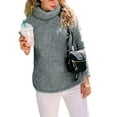 thumbnail image 2 of Fangasis Women Fluffy Fleece Sweatshirt Turtleneck Sherpa Sweatshirts Solid Color Tunic Tops Ladies Thermal Pullover Loose Fit Sport Outwear Dark Gray XL, 2 of 3