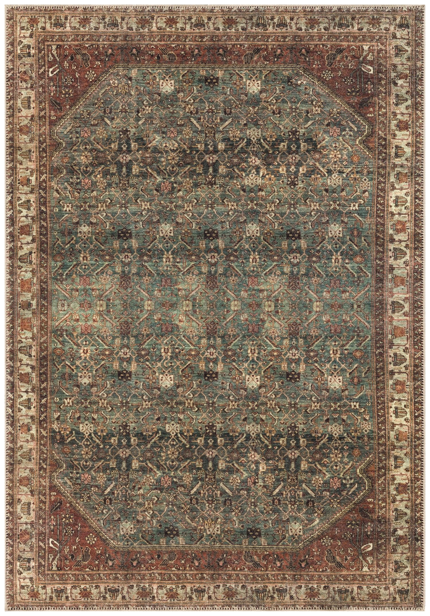 Keen Home Design Machine Washable Area Rugs with Non-slip Backing, Ideal for Hallway, Living Room, Bedroom, Kitchen and Laundry Room, Vintage Moroccan and Low Pile Rug - ( 8' x 10' )