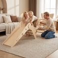 thumbnail image 4 of Gymax Panda-Themed Wood Montessori Climbing Set w/Slide Ramp Ladder & Cartoon Blocks Natural, 4 of 10