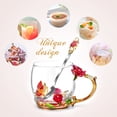 thumbnail image 5 of Taza OEAGO de cristal esmaltado con forma de mariposa y rosa, 330 ml, para mujer, 5 of 5