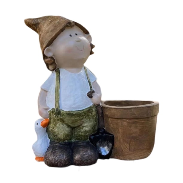 Estatua de resina, linda maceta, contenedor, expositor, organizador, figura única Estatua del niño