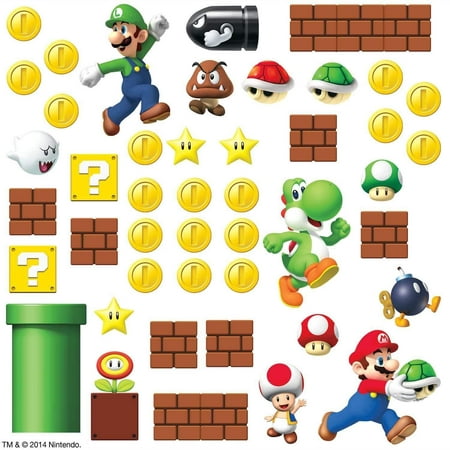 RoomMates RMK2351SCS  Nintendo Super Mario Build a Scene Peel and Stick Wall Decal, 45 (Best Way To Build A Retaining Wall)