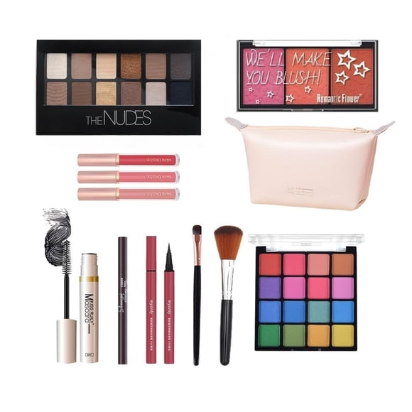 Kit Maquillaje para Mujer, Set de Maquillaje para Mujer que Incluye Paleta de Sombras de Ojos, Juego de Brillo de Labios, Incluye Juego de Brochas de Maquillaje,Lentejuelas (002)