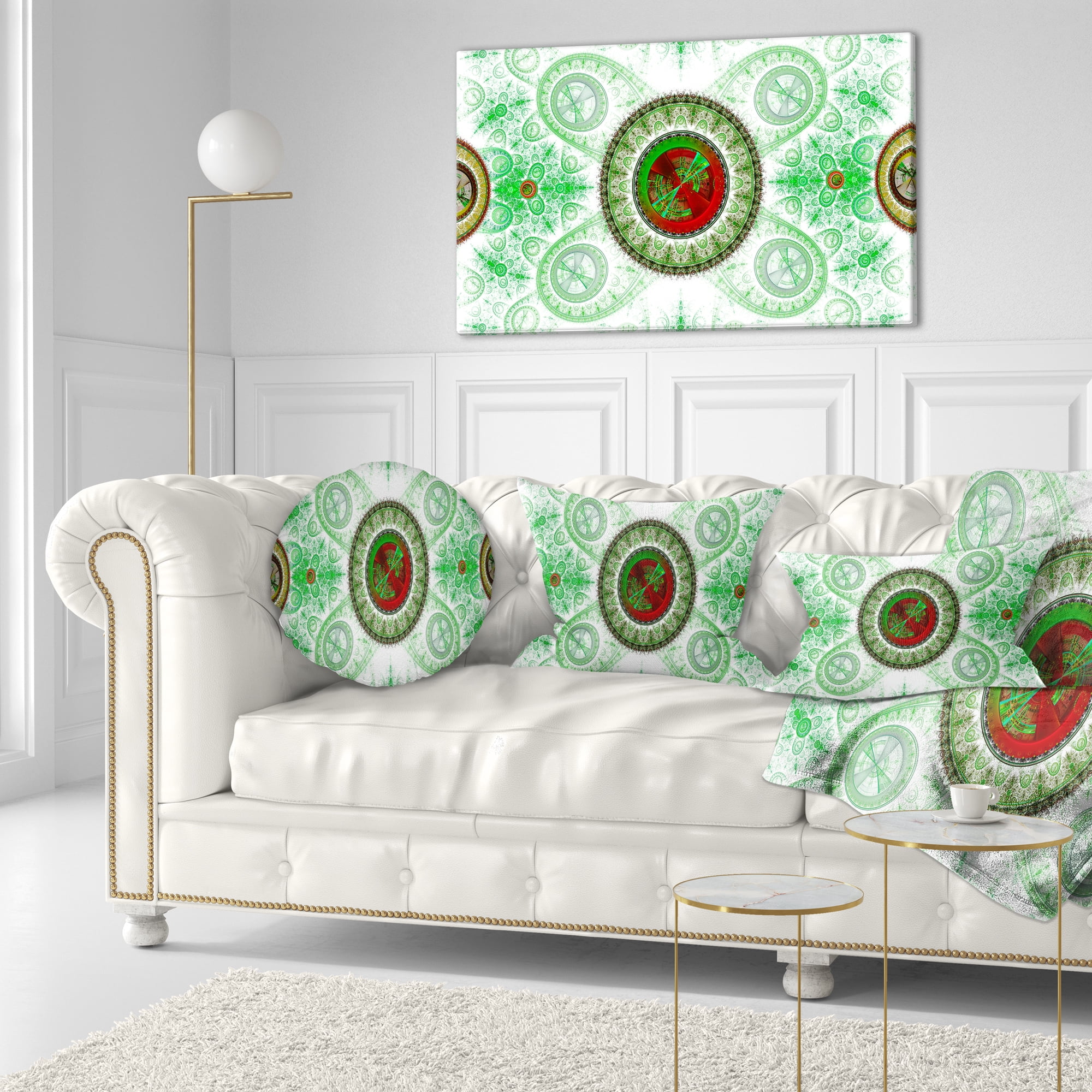 Designart Light Green Psychedelic Relaxing Art - Abstract Throw Pillow - 12x20