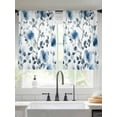 thumbnail image 2 of Blue Flowers Sheer Curtains for Living Room Bedroom, Light-filtering Sheer Curtain, Retro Spring Watercolor Leaves Floral LigRod Pocket Voile Window Treatment Drapes, 52’’Wx54’’L, 2 Panels Set, 2 of 7