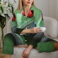 thumbnail image 6 of Honeii Red-Eyed Tree Frog-1 Print Women's Pajama Sets Long Sleeve Button Down Sleepwear Nightwear Soft Pjs Lounge Sets 2PCS-Small, 6 of 7