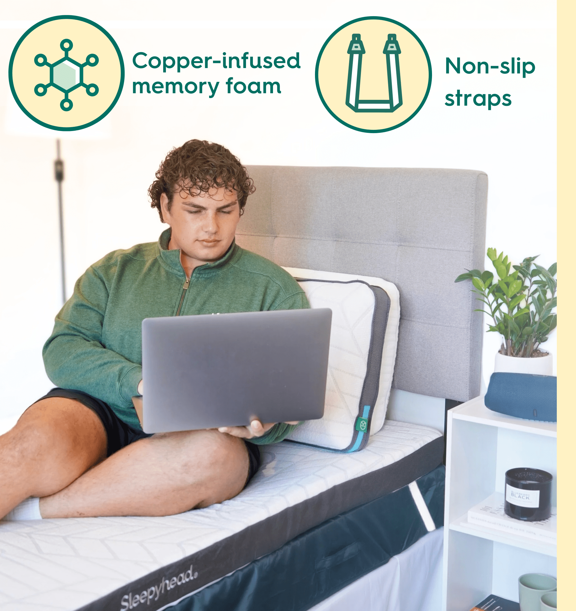Sleepyhead 3-Inch Twin XL Mattress Topper - Copper-Infused Memory Foam Topper with Washable Cover - College Dorm Room Essential (Twin XL, 3'' Copper Topper)