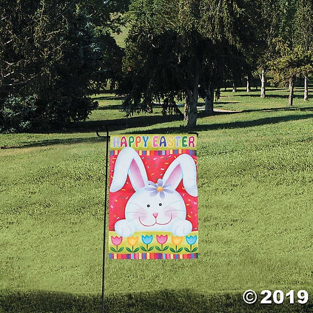Garden Flag Welcome Cute Cat Rabbit Flower House Double-sided Decor Yard Banner 