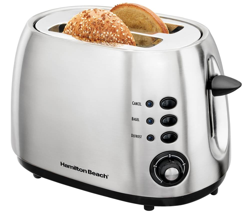 Hamilton Beach 22504E Wide 2 Slice Stainless Toaster w/Bagel & Defrost