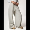 thumbnail image 4 of Pantalones Deportivos de Pierna para Mujer, Cintura Alta, Holgados, con Cordón Interior y Pierna Recta. Gris S, 4 of 10