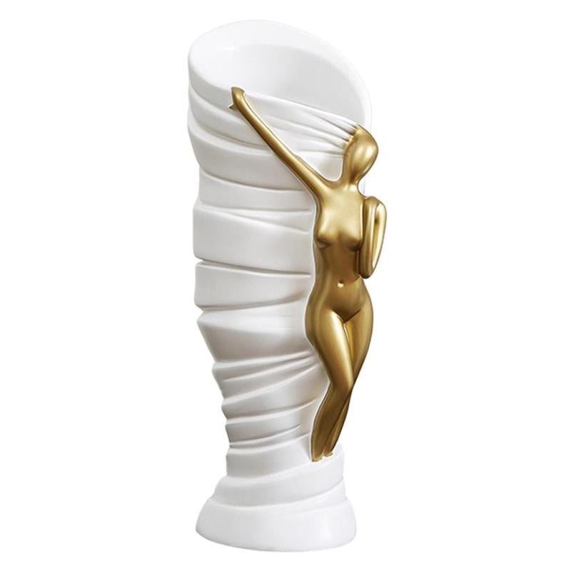 MagiDeal Modern Creative Female Bust Design Ceramic Vase Artificial Flower Vase Flower Arrangement Sculpture Statue Flowerpot Living Room Table Decor White 