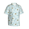 thumbnail image 3 of Xecao Bee Flower print Hawaiian shirt - a stylish short-sleeve button-down for men, perfect for casual beach and tropical outings., 3 of 9