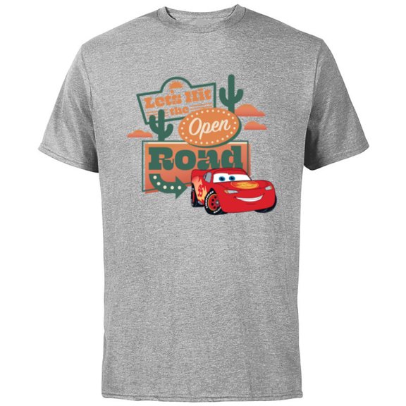 Disney PIXAR Cars Let’s Hit the Open Road - Short Sleeve Cotton T-Shirt for Adults - Customized-Athletic Heather