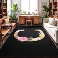Black Letter C Flower 2.7x5ft Non Slip Area Rug Watercolor Alphabet C ...