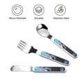 thumbnail image 3 of Cauagu Lively Cute Turtle Print 3-Pieces Toddler Cutlery Set , Kids Silverware Set with Spoons Forks & Knife Stainless Steel Utensils for Kids Dishwasher Safe, 3 of 8