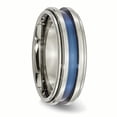 thumbnail image 4 of Bague en Titane avec Rainure Triple Bleue 8mm Polie Taille 9.5, 4 of 6