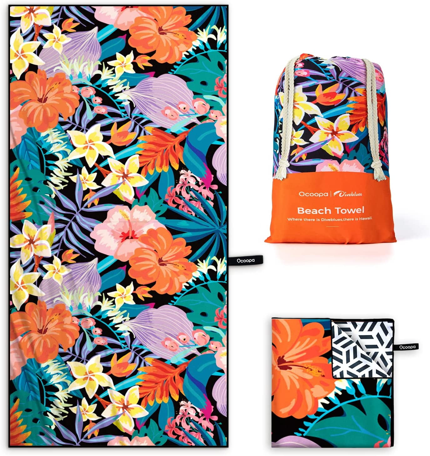 OCOOPA 71"x 32" Microfiber Beach Towel, Extra Large Fast Dry Oversized