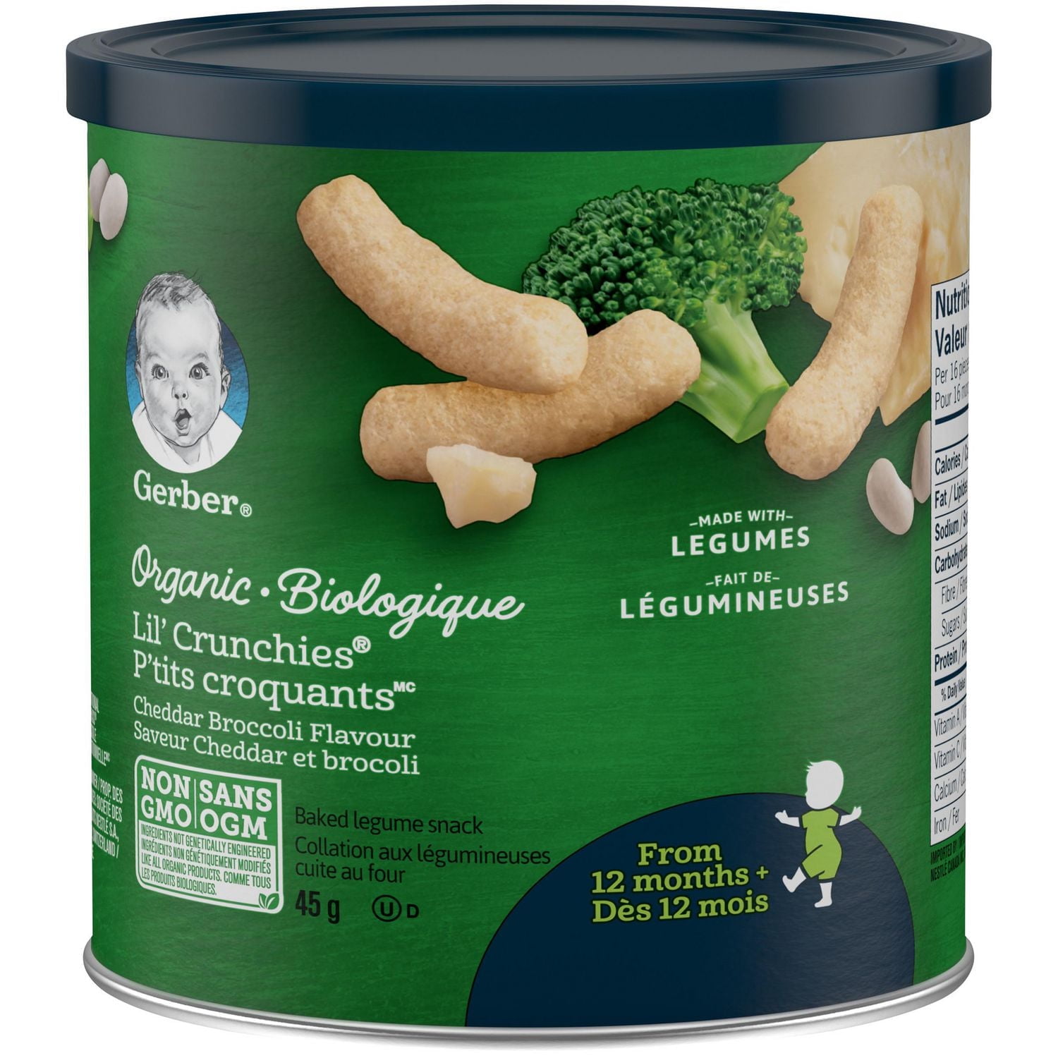 Gerber Broccoli GERBER® Organic LIL' CRUNCHIES®, Cheddar Broccoli 45 g - Walmart.ca