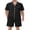 Black, variant on Mens Pajamas Set Summer Short Sleeve Button Up Pjs 2 Piece Sleepwear with Pockets