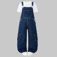 thumbnail image 2 of Miluxas Boys Denim Bib Overalls with Adjustable Straps and Convenient Tool Pockets Blue 9-10Years, 2 of 9