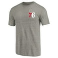 thumbnail image 2 of Men's Gray Philadelphia 76ers Primary Logo Left Chest Distressed Tri-Blend T-Shirt, 2 of 3