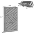 thumbnail image 2 of Slim Shoe Cabinet with 3 Flip Drawers, Entryway Organizer, Wooden Narrow Shoe Rack with Removable Shelf, Diagonal Louver Door, Grey, 2 of 7