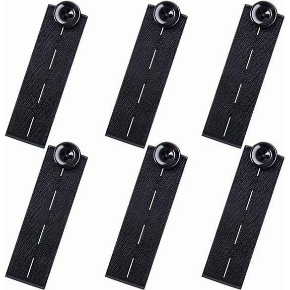 6Pcs Maternity Pants Extender, Pants Button Extender, Elastic Belt Adjustable Waistband Expanders for Men and Women to Increase Comfort and Wearability in Moment, Black