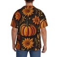 thumbnail image 3 of Lsque Autumn Pumpkin Leaves print Men's Cuban Collar Short Sleeve Shirt Summer Beachwear Casual Button Down Fashionable Vacation Leisure Shirt-Medium, 3 of 7