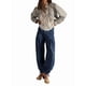 thumbnail image 3 of Pantalones Vaqueros Tubo Lotus para Mujer, de Tiro Medio, Holgados, de Pierna , con Volantes, Plisados y Cordón Ajustable Azul Profundo L, 3 of 8