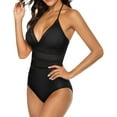thumbnail image 3 of NICKSUN Maillot de Bain une Pièce pour Femmes Contrôle du Ventre Maillot de Bain Modeste Col en V, 3 of 9