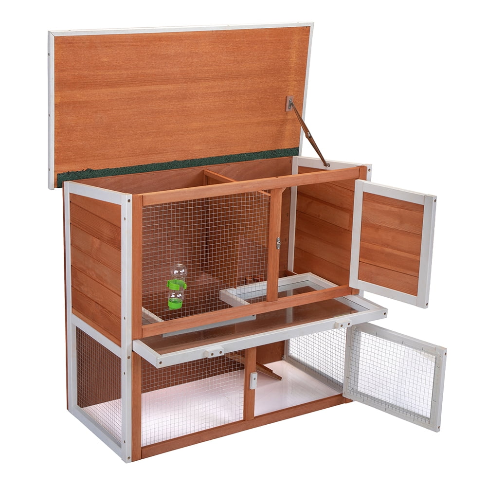 Kadyn Wooden Rabbit Cage, Small Animal Habitat Rabbit Cage with Ramp , Wooden Enclosure for Multiple Pets, Removable Tray and Weatherproof Top, For Indoor/Outdoor Use, Orange Kadyn Wooden Rabbit Cage, Small Animal Habitat Rabbit Cage with Ramp , Wooden Enclosure for Multiple Pets, Removable Tray and Weatherproof Top, For Indoor/Outdoor Use, Orange