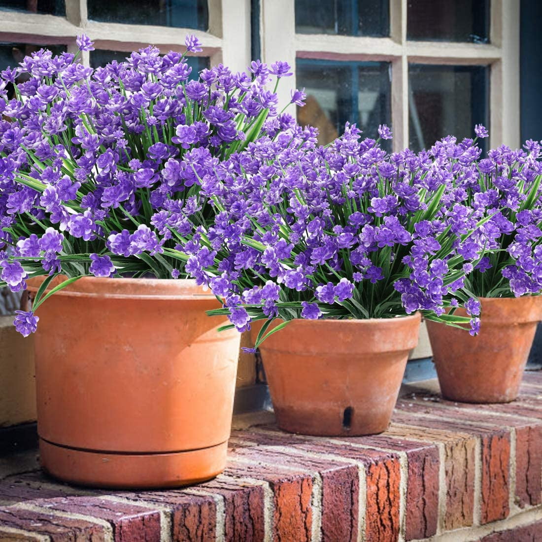 Zukuco 12PCS Artificial Flowers,Fake Greenery Faux Plastic Bushes Fake Shrubs UV Resistant Faux Plastic Plants for Wedding Hanging Bouquet Indoor Outdoor Home Garden Office Vase(Purple)