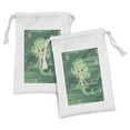thumbnail image 1 of Underwater Fabric Pouch Set of 2, Mermaid Cartoon Water Bubbles and Starfish Curly Fictional Print, Small Drawstring Bag for Toiletries Masks and Favors, 9" x 6", Green, by Ambesonne, 1 of 2