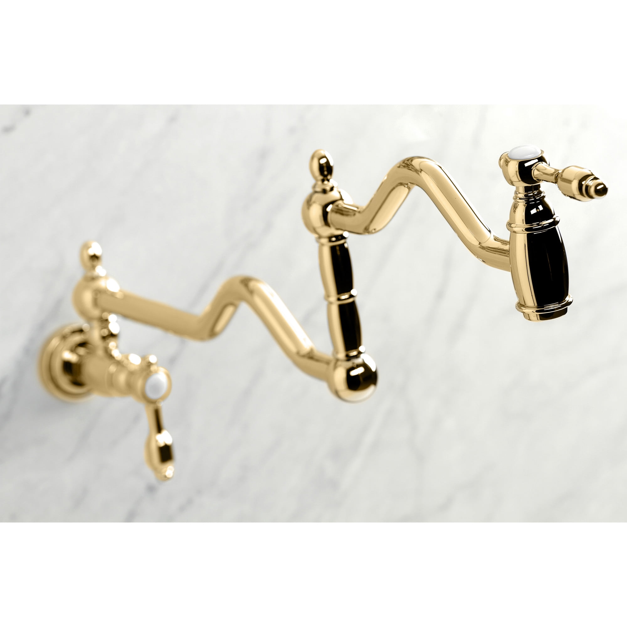 Kingston Brass KS2102TAL Tudor Two-Handle 1-Hole Wall Mount Pot Filler Faucet in Polished Brass