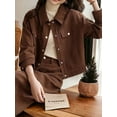 thumbnail image 3 of Retro Workwear Corduroy Suit Two-Piece Waist Jacket and Skirt, Brown, Medium, 3 of 5