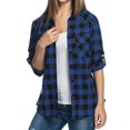 thumbnail image 7 of Aligament Womens Summer Tops, Plaid Shirts for Women Long Sleeve Christmas Fall Jacket, Blue M, 7 of 7
