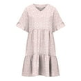 thumbnail image 6 of Summer Plus Size Mini Dresses for Womens 2025 Fashion Casual Dress Sweet Cute V-Neck Dress Pocket Printed Short Sleevele Ruffle Dress, 6 of 8