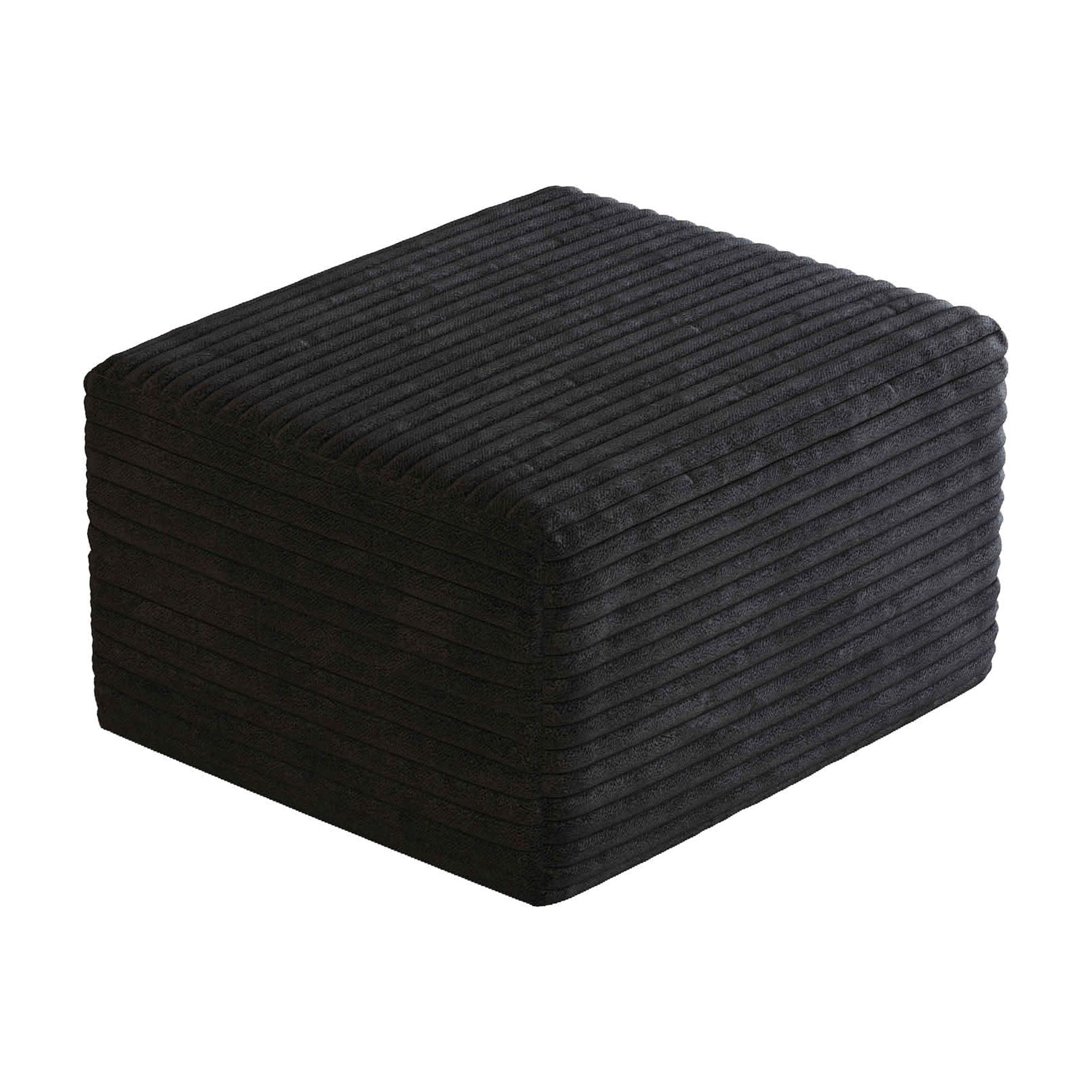 MAYEERTY Plush Corduroy Sofa Ottoman, No Assembly Required, Black