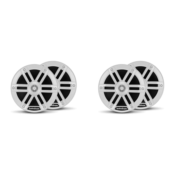 Rockford Fosgate M0-65 6.5" Marine Speakers (4 Pack) White – 2-Way Coaxial Boat Speakers Pontoon & Center Console Audio Upgrade