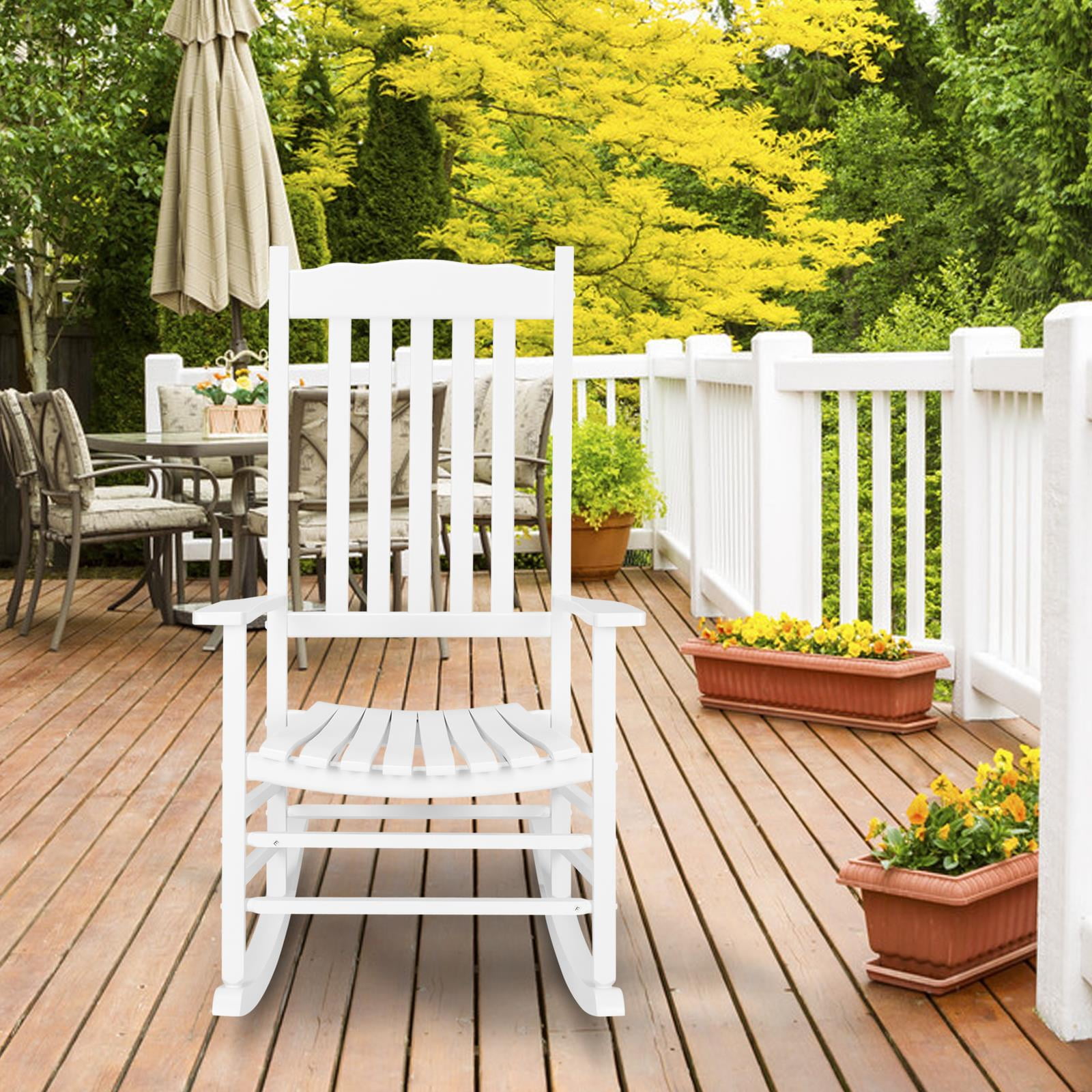 Ktaxon Outdoor Wood Rocking Chair, Garden Wood Rocker, Wooden Chair for Living Room, Deck Yard, White Ktaxon Outdoor Wood Rocking Chair, Garden Wood Rocker, Wooden Chair for Living Room, Deck Yard, White
