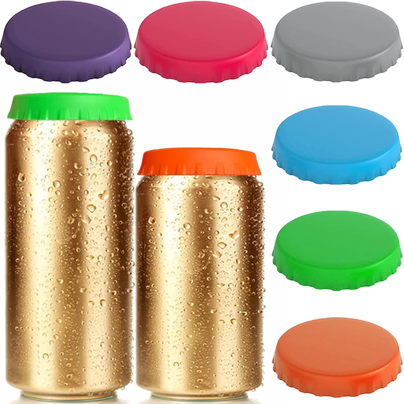 Silicone Soda Can Lids, Pack Reusable Soda/Beverage/Beer Can Lids, Can Covers, Can Can Topper, Can Saver, Can Stopper, Cans Can Cover or Protector, Fits Standard Soda Cans (Assorted) -