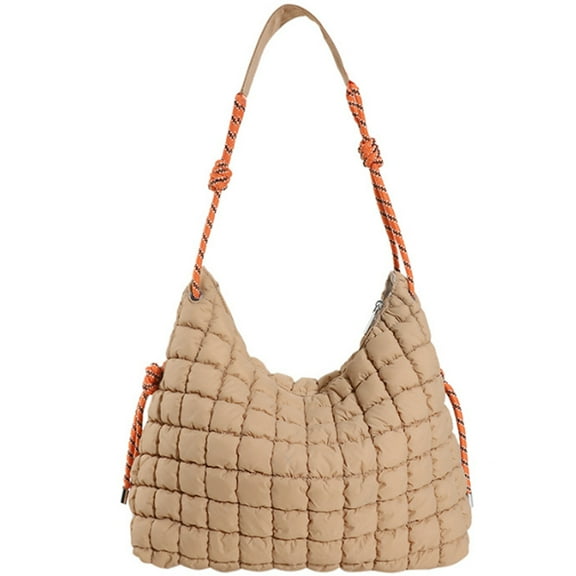 Puffer Tote Bag for Women Puffer Bag Lightweight Padding Shoulder Bag puffer hobo handbag 2023 cloud pleated quilted bag - Khaki