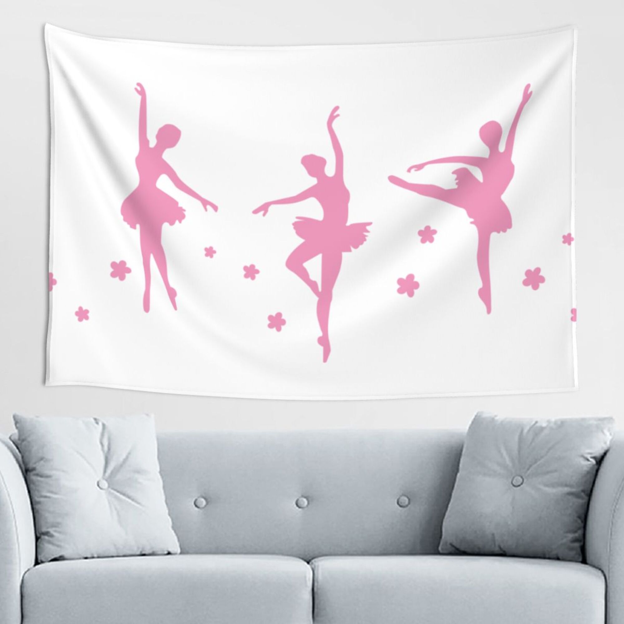 Ballet Dancers Tapestry, Dance Pink Wall Hanging Tapestries Dorm Room