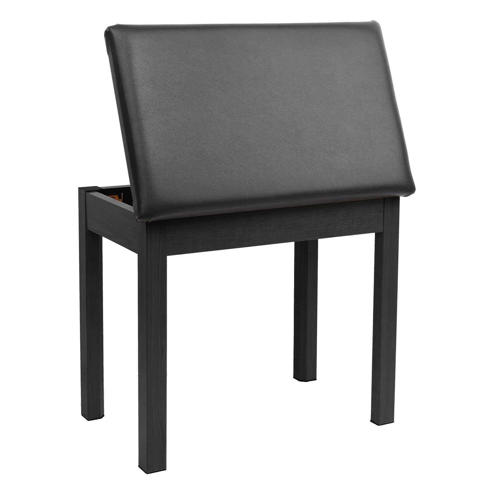 Piano Bench With Storage  Solid Wood Keyboard Bookcase Stool Chair Seat Padded Cushion Black