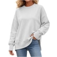thumbnail image 2 of Womens Oversized Crewneck Sweatshirt | Soft Fleece Lined Long Sleeve Pullover, Loose Casual Fit, Workout Lounge Wear Daily Airport Outfits, 2026 Fall Winter Fashion White Xl, 2 of 9